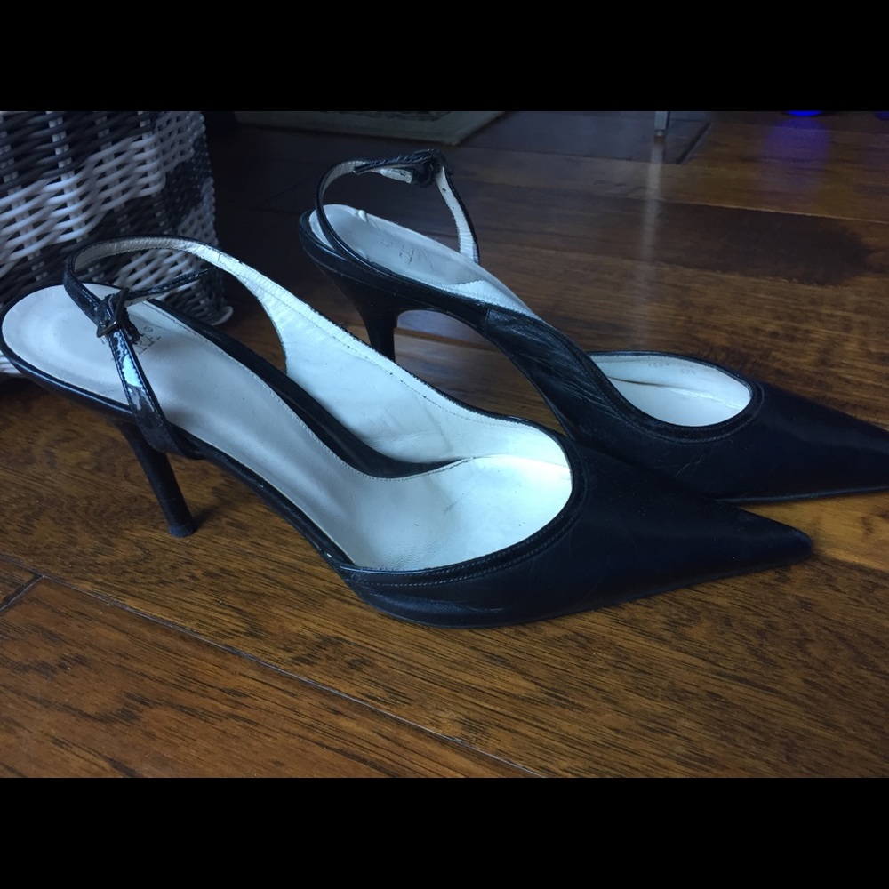 Gently used Zara black sling bag heel, sz 41
